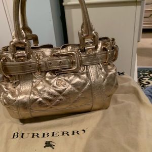 Burberry Gold leather handbag. Like new